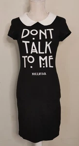 Killstar Schoolgirl Bodycon Dress Black White sz S Goth Rock Dont Talk to Me - Picture 1 of 9