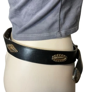 Vintage BRIGHTON Gr. Large Ledergürtel schwarz silberfarbene Akzente 1991 - Bild 1 von 16