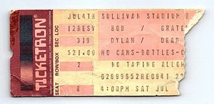 Grateful Dead Bob Dylan Concert Ticket Stub July 4 1987 Foxborough Massachusetts - Picture 1 of 2