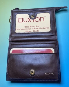 Portafoglio donna vintage bottoni fisarmonica carte di credito e ID mago pelle bovina marrone - Foto 1 di 4