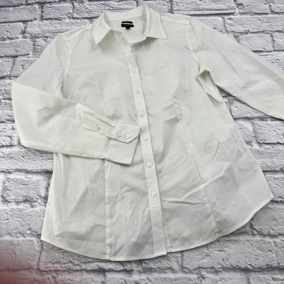 Talbots Womens White Button Up Shirt Non Iron Size 10 Cotton Spandex - Image 1 of 4