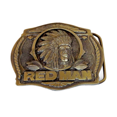 Red Man Chewing Tobacco Brass Belt Buckle 1988 Limited Edition - Image 1 of 4