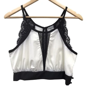 Charlotte Russe Top Damen Small Crop Weiß Schwarz - Bild 1 von 6
