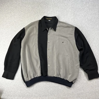 Vintage Alan Stuart Button Up Collared Shirt Mens 2XL Black Gray Pattern Sweater - Image 1 of 4