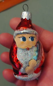 Vintage mundgeblasenes Glas handbemalt Weihnachtsmann Figur Ornament 2 3/4" - Bild 1 von 9