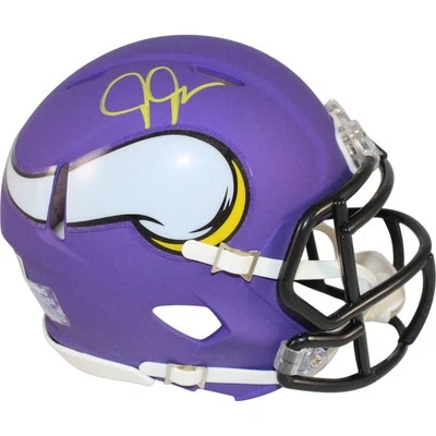 贾斯汀·杰斐逊亲笔签名明尼苏达维京人迷你头盔贝克特见证 51003 — 第 1/4 张图片