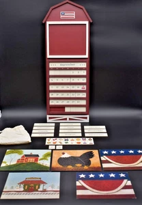 Vtg Warren Kimble Perpetual Calendar ~ Wooden Barn with Tiles ~ Complete - Picture 1 of 8