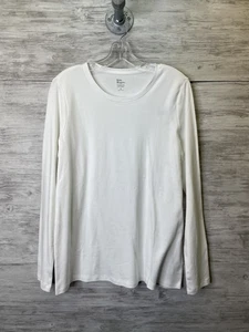 Camisa Kim Rogers Mujer Mediana Blanca Manga Larga Cuello Redondo Essentials Algodón Top - Imagen 1 de 9