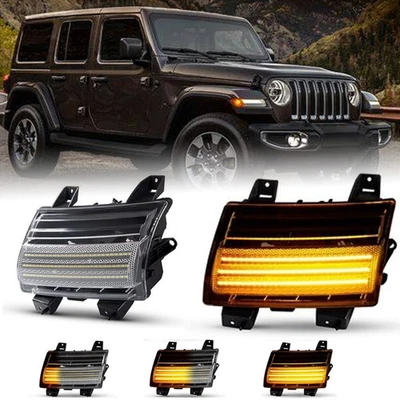 LED Sequential Turn Signal Lights For Jeep Wrangler JL 18-23 & Gladiator JT 2020 - Imagem 1 de 4