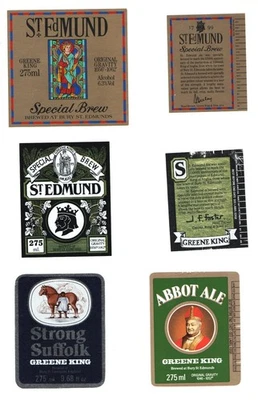 Greene King Brewery, Bury St. Edmunds - 15 x older beer labels + some backs. - Image 1 of 4