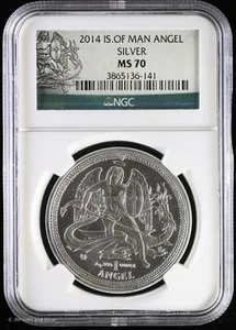2014 Isle of Man Angel 1 oz Silver Round NGC MS 70 - Picture 1 of 5