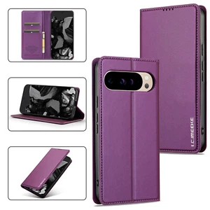 Magnetic Case For Google Pixel 9 Pro XL 9/8/7 Pro Wallet Card Flip Leather Cove - Picture 1 of 58