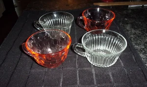 Vintage SET OF 4 Depression Glassware CUPS - PINK AND CLEAR - Picture 1 of 5