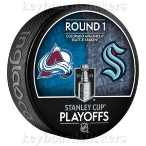 2023 NHL Stanley Cup Playoffs Dueling Puck Colorado Avalanche vs Seattle Kraken - Picture 1 of 2