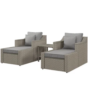 5 Piece Patio Outdoor Furniture Set Conversation Chair and Ottoman with Table - Picture 1 of 10