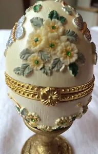 My Treasure's Classic Collectable Jeweled Egg/Trinket Box VINES Soft Pastels - Picture 1 of 12