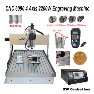 2.2KW CNC Router Milling Engraving Machine 6090 4-Axis Cutting &Handwheel &Sink - Image 1 of 4