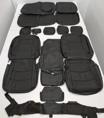 Fundas de asiento de cuero negro T150 para Ram Crew 1500 Classic Big Horn 2019-2024 Foto 1 de 4