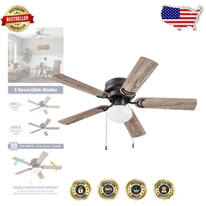 44-Inch Reversible Ceiling Fan in Bronze with LED Light & 5 Dual-Finish Blades - Picture 1 of 15