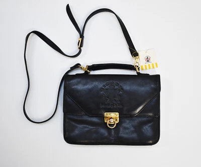 90s vintage deadstock Giorgio Beverly Hills black leather bag, unisex briefcase - Image 1 of 4
