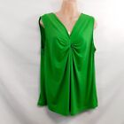 Dana Buchman Top Blouse Shirt Women Size L Green V Neck Sleeveless Knit Pullover