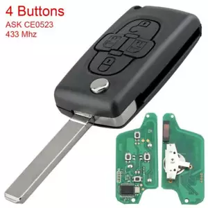 Folding Remote Key Fob Control ID46 Chip VA2 Blade Fit for Peugeot 1007 Citroen - Foto 1 di 11