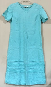 Women's ORVIS Green Teal Long Dress Sz Large Solid Dress -  VG - Picture 1 of 12