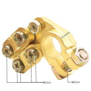 2× Brass Heavy Duty Battery Top Post Cable Terminal Wire Terminals M6/M8 Screw - Picture 1 of 9