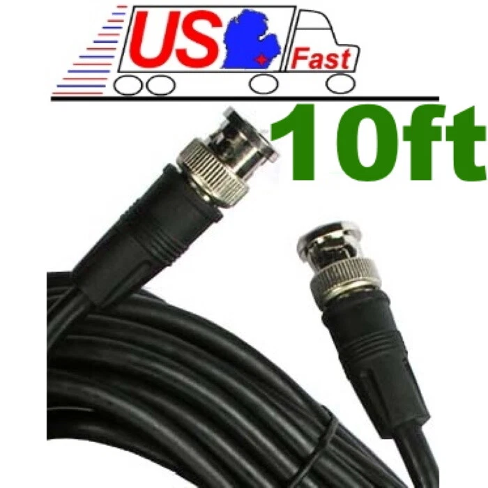 Lot10/pk/pcs 10ft/feet/foot HD-SDI RG59 Video Cable D BNC Male~M 75ohm Cord/Wire - Image 1 of 1