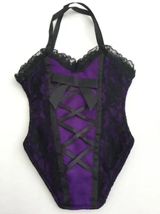Passion Party Purple Satin Gift Bag Lace-Up Corset Lingerie Style Black Handles - Picture 1 of 6