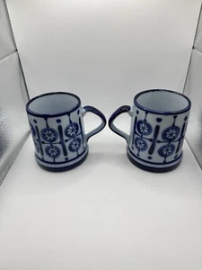 Nordic C.J. Peterson handbemalte blau & weiße Tasse Japan Menge 2 NIE BENUTZT! #3 - Bild 1 von 11