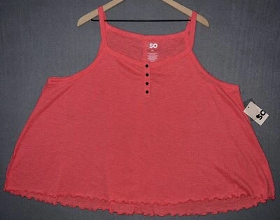 SO Womens Coral Pink Cotton Strappy Junior Knit Tank Top 3XL NWT - Image 1 of 4
