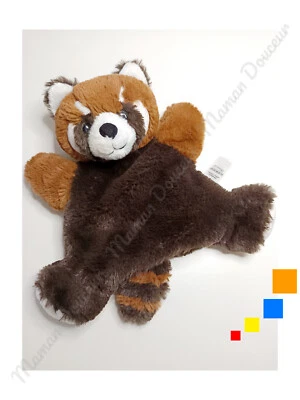 Doudou Plat/Marionnette Panda Roux/Raton Laveur Marron Blanc Tex Baby Carrefour - Photo 1/3