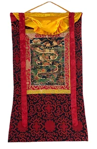 SAMATHA MEDITATION/ WAY TO HEAVEN ORIGINAL TIBETAN THANGKA PAINTING SILK FRAMED - Picture 1 of 8