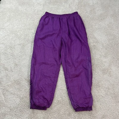 Pantalones de chándal vintage para mujer cortavientos L ejercicio púrpura cintura elástica forrados Foto 1 de 4