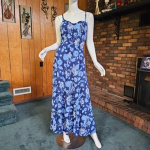 Vtg 70s Sweetheart Volup Sears Smocked Built In Bra Floral Maxi Sun Dress XL/1X - Picture 1 of 10
