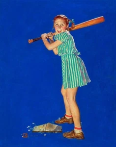Spencer Douglass Crockwell Up At Bat Canvas Print 16 x 20 - Picture 1 of 4