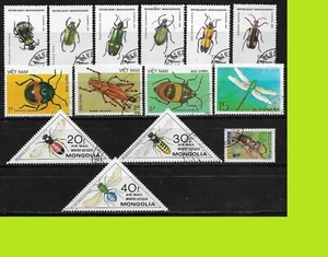 Insects Stamps Collection - Animals - 14 Used Stamps - Mix World - Picture 1 of 1