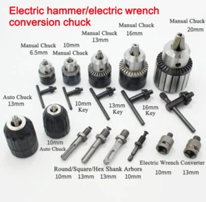 Drill Chuck Manual/Auto Chuck Round/Square/Hex Shank Arbors/Key/Wrench Converter - Picture 1 of 18