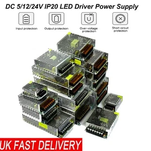 IP20 LED Driver AC 240V DC 5/12/24V 15-720W Switch Power Supply Transformer UK - Picture 1 of 56