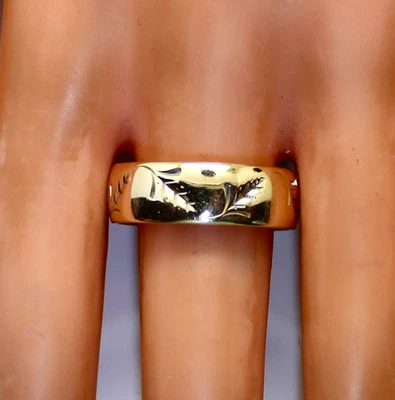 Nice Heavy Men's 14K Yellow Gold 7.6mm Thick Band/Ring, Size 12.5, 7.8Grams - Image 1 of 4