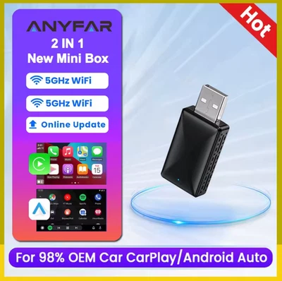 NEUE 2in1 Wireless CarPlay AI Mini Android Auto Box Plug & Play Automatische - Bild 1 von 4