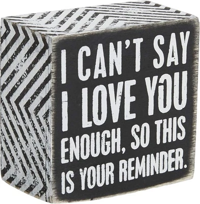 Primitives by Kathy 23238 Chevron Trimmed Box Sign, 3 x 3-Inches, I Love You  - Image 1 of 4