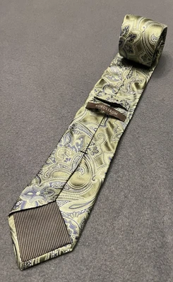 Corbata para hombre NORDSTROM 100 % seda verde patrón tipo cachemira impresionante Foto 1 de 4