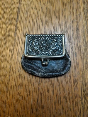 Antique Art Nouveau Coin Purse Leather/Metal Advertising Broadway Restaurant PA - Image 1 of 3