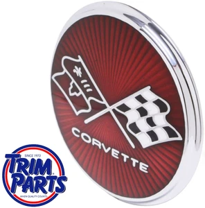 US MADE 1975-1976 Corvette Fuel Gas Door Lid Emblem Cross Flags Badge Cloisone - Picture 1 of 5