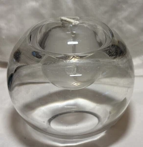Vintage Hand Blown Round Art Glass Oil Lamp - Heavy, Paperweight 4.5” - Picture 1 of 8