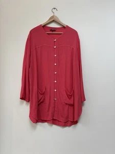 Sahara Shirt Top 5 XL Coral Button Up Blouse Tunic Top Pearl Buttons Pink - Picture 1 of 10