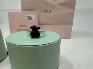 TOUS Erma 925 Silber Ring mit Schwarz auf Bär - Bild 1 von 9