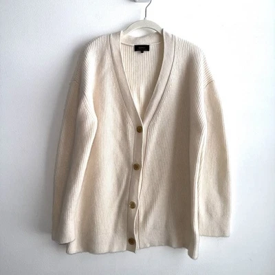 Quince Mongolian Cashmere Oversized Cardigan Sweater Women’s Medium Ivory - Image 1 of 4